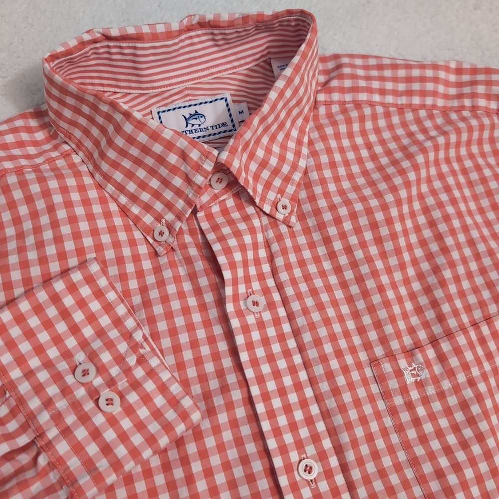 Southern Tide Classic Fit Men's Long Sleeve Button Down Shirt Size Medium Coral